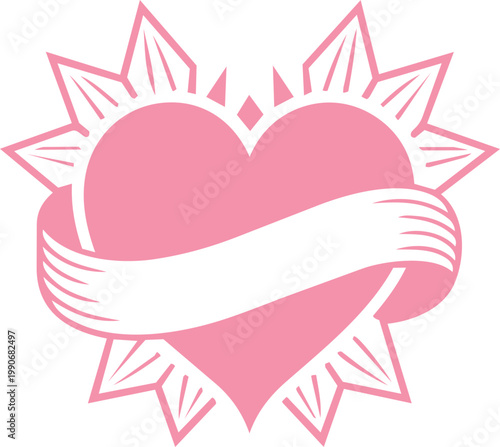 Heart Ribbon Silhouette Collection with Floral and Arrow Elements