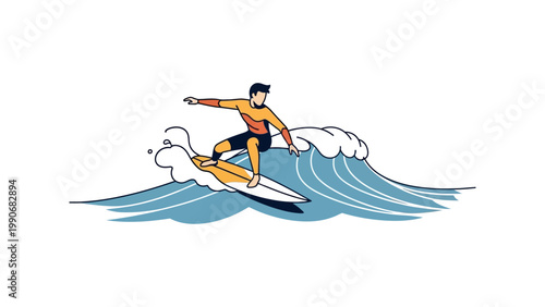 Man surfing on a wave in the ocean with a surfboard and wetsuit on.