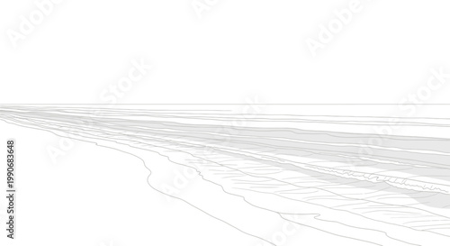 Minimalist Seascape with Gentle Ocean Waves and Sandy Shoreline