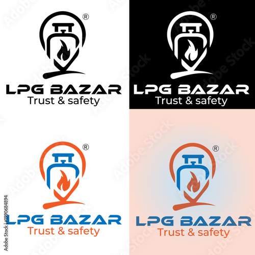 LPG Gas Cylinder Logo Design with Flame Icon – Trust and Safety Energy Brand Identity