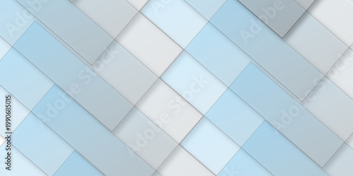 Dynamic abstract background featuring a modern geometric pattern of overlapping blue and grey rectangular shapes, creating a clean digital texture for technology and design projects
