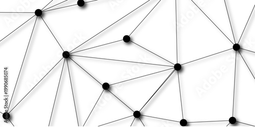 Abstract geometric network connection concept with interconnected nodes and lines on a white background, representing data flow or social links