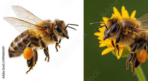 Bee Collecting Pollen from Flower.