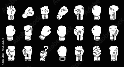 Collection of Boxing Gloves and Hand Wraps.