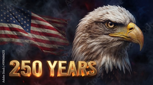 250 Years of American Heritage with Eagle and Flag Symbolism
