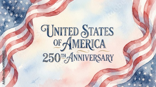 United States of America 250th Anniversary Celebration with Red White and Blue Decorations