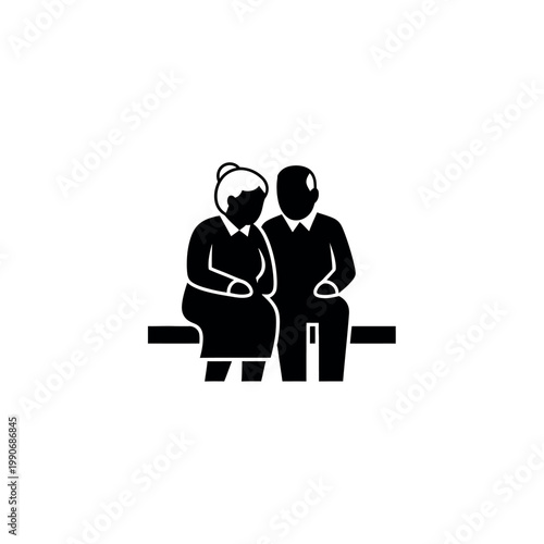 Elderly couple sitting on bench together.