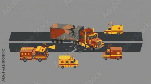 Emergency vehicles at a road accident scene