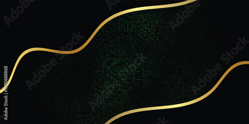 Abstract golden hexagon frames gleam against a dark green mosaic with layered luxury depth and radiant contrast, vector design