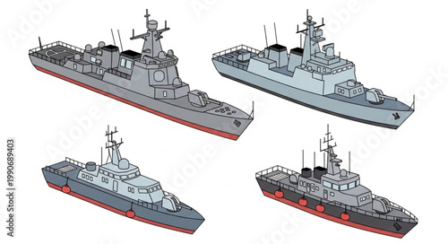 Collection of Modern Military Ships and Naval Vessels.