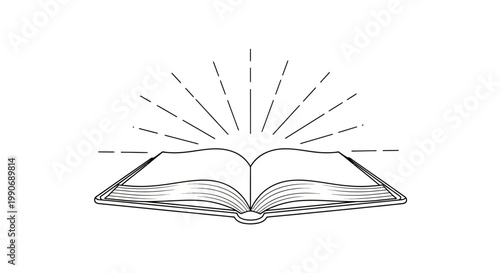 Open book with radiating light lines