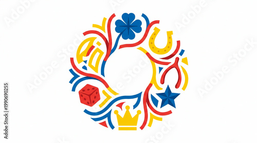 Abstract illustration of luck and fortune symbols