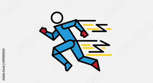 Speedy Man Running with Lightning Effects in a Bright Studio