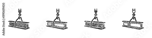 Sketch steel hoist icon design set