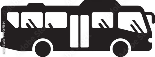 Black bus icon simple vector silhouette for public transportation and travel concepts isolated on white background