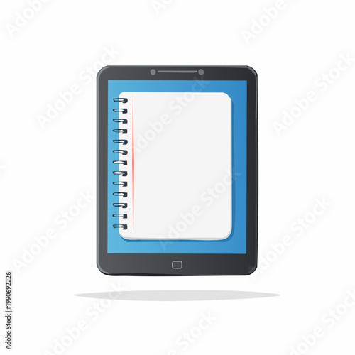 Digital Tablet with Spiral Notebook Icon Vector Illustration