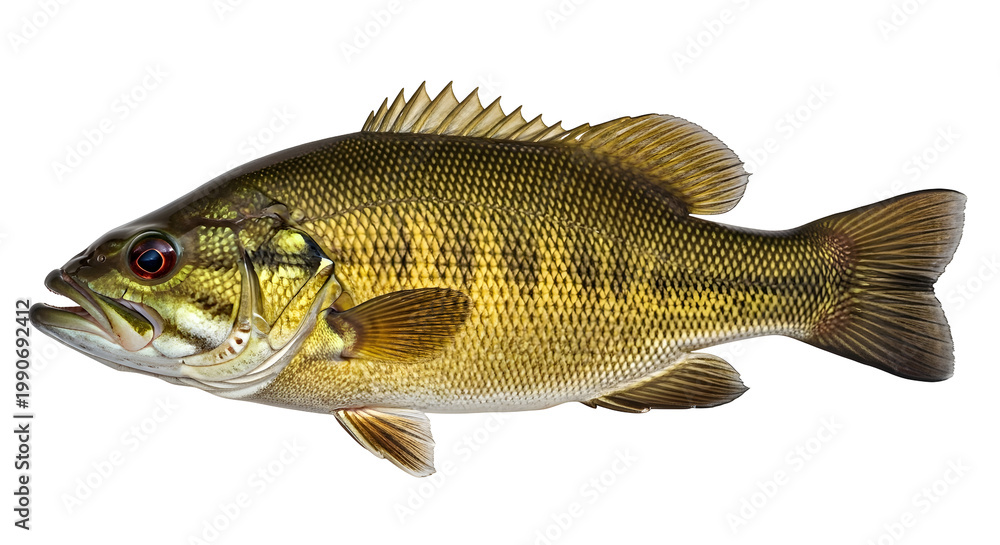 Obraz premium Smallmouth Bass Fish Isolated on Transparent Background