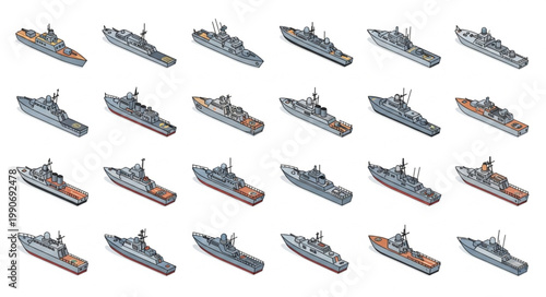 Collection of Various Ships and Marine Vessels.