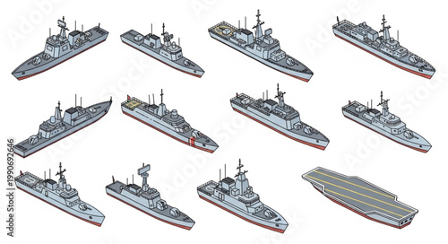 Collection of Various Ships and Vessels in Different Sizes and Types.