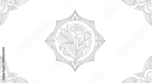 Floral, gray, vector border designs, decorative elements, ornate patterns