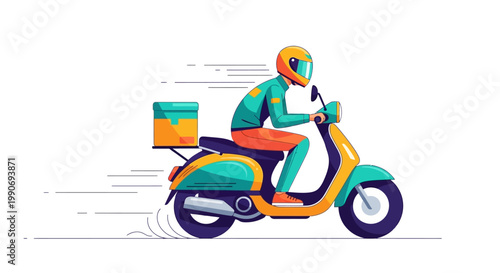 Rider on a delivery motor scooter.