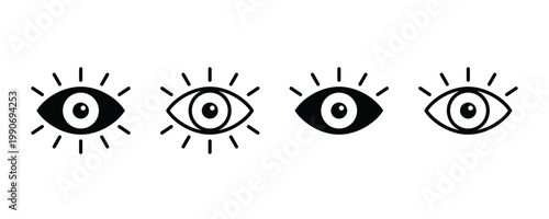 Eye icon set. Eyesight symbol. Retina scan eye icons. Vision icons. Simple eyes collection. Eye silhouette