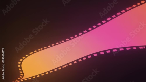 光漏れをまとったネガフィルムが揺れるレトロポップ背景アニメーション