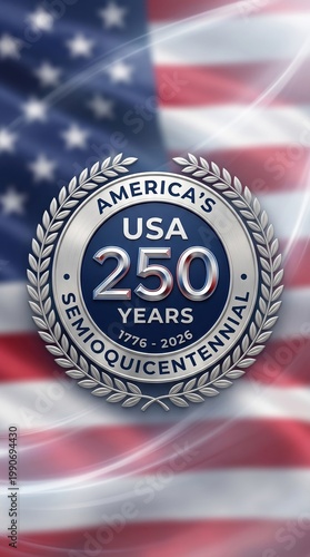 Commemorative Silver Laurel Wreath Emblem for American 250th Anniversary Celebration