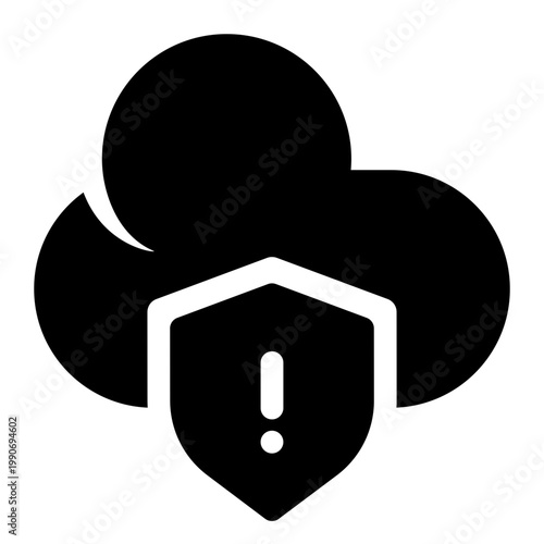 Abstract Cloud Icon with Shield and Exclamation Mark