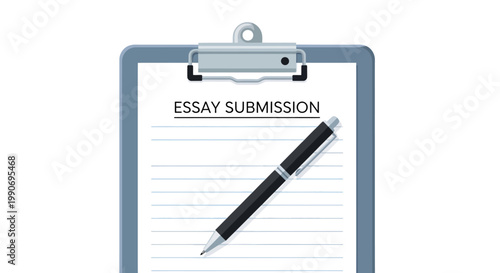Essay submission form with pen on clipboard