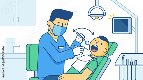 A Dentist Performing a Dental Check-up on a Patient in a Modern Dental Clinic