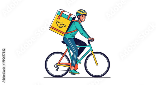 Delivery cyclist with food bag.