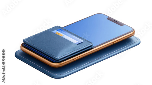 Banking mobile wallet isolated on white background 