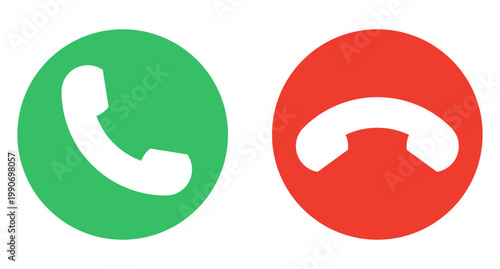 Green and Red Call icons. Answer and Decline Phone Symbols vector illustration