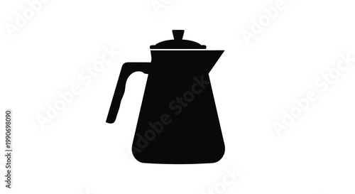 A stark black silhouette of a classic coffee pot on a white background