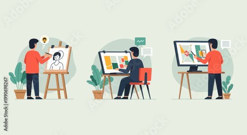 Artist, Designer, and Digital Creator Illustrating Creative Process