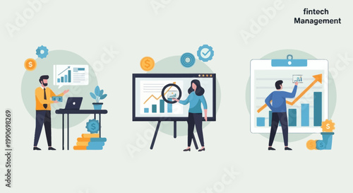 Business Growth Analysis with Financial Charts and People