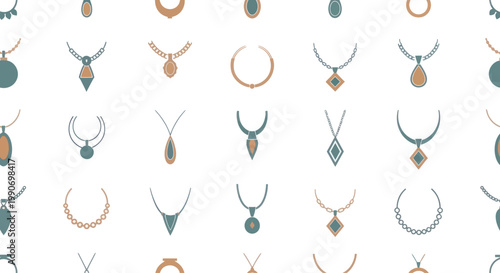 Elegant Necklace Collection - Modern Jewelry Designs Seamless Pattern