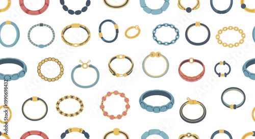 Assortment of Modern Bracelets and Bangles on White Background