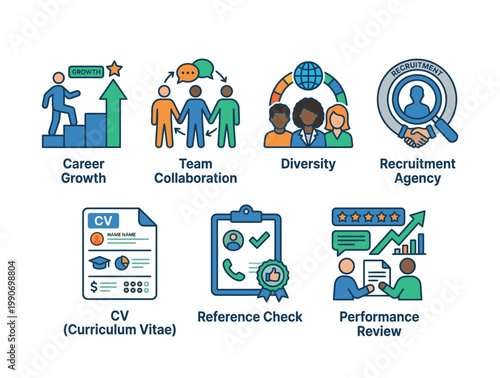 Human resources and business concepts icons.