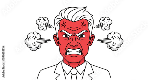 Fotografi Angry businessman with red face and lightning.