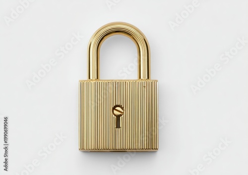 Elegant brass padlock with ribbed texture and a central keyhole