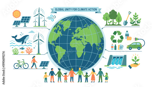 Global unity for climate action concept.