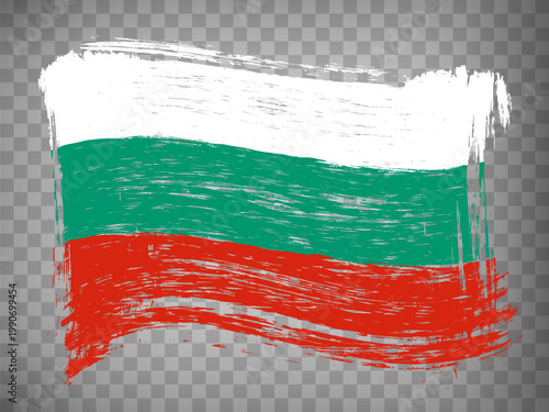 Flag of Bulgaria  brush strokes. Flag of Republic of Bulgaria on transparent background for your web site design, app, UI. Distress style. EPS10.