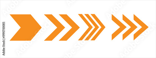 Chevron arrow icon set with bold right direction symbols on light background. Geometric pointers in multiple styles for navigation, UI controls, and infographic design. Clean modern vector shapes coll