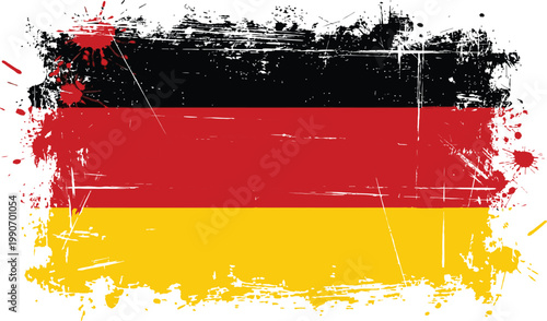 Grungy german flag with paint splatters