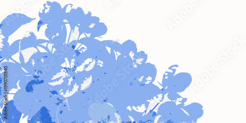 Abstract blue floral arrangement with a minimalist textured aesthetic