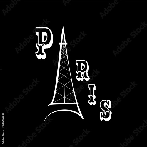 Lettering Paris on black background