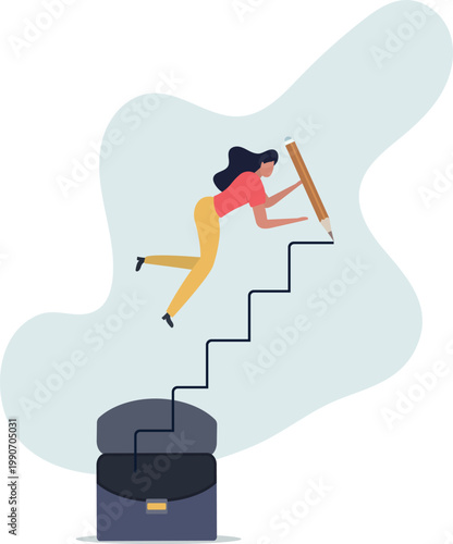 Create stair to success, growth or growing career path, planning for self improvement or leadership motivation, self made success concept,person's life situation and his activities.