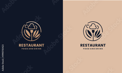 A Stylish Restaurant Logo Design Featuring a Leaf and Flower Motif